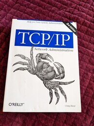 TCP/IP Network Administration O'Reilly book featuring an image of a land crab