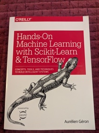 Hands-on machine learning (etc.) book cover. Features an image of a Far Eastern Fire Salamander